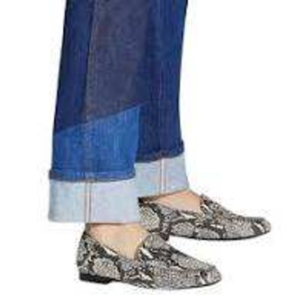 Coach Olive Snakeskin Embossed Leather Loafers Grey Black Gold Hardware Hanna